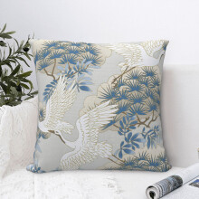 Sierkussenhoes met takje en reiger, rustieke stijl, 18x18 inch