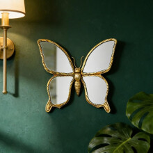 Schmetterlings-Wandspiegel, Goldharz, Mid-Century Modern