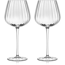 Taças de vinho de cristal soprado à mão, transparentes e caneladas, 550 ml (18,5 oz)