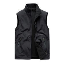 Fashion Mens Winter Vest Thin Fleece Jacket Athletic Multi-bag Casual Quick-drying Loose Vest Outdoor Mountaineering Tooling Jackets,Black