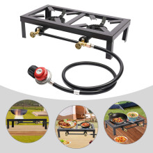 Réchaud à gaz portable, réchaud à gaz propane à double brûleur pour extérieur, idéal pour le camping, les barbecues, le brassage de bière