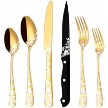 Gold Stainless Steel Flatware Set for 4 People 24-Piece