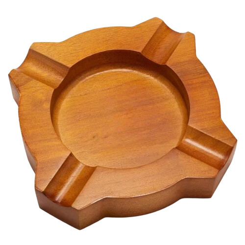 Cendrier en bois de noyer avec porte-cigares et base stable
