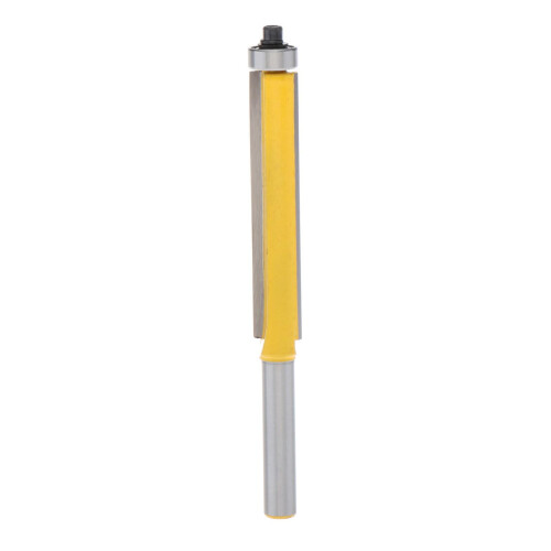 Fresa de tupia reta extra longa com haste de 1/4 de polegada e 2 polegadas de comprimento para corte e acabamento.