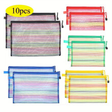 10 bucăți de plasă cu fermoar (5 mărimi/culori) – Cosmetice, articole de toaletă, călătorii, depozitare la birou – Compatibile cu