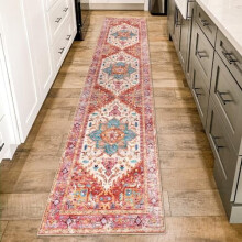 Alfombra estilo boho de 60 cm x 365 cm, de lana sintética antideslizante.