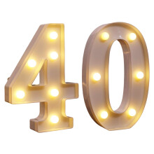 Luzes de LED em formato de número para aniversário – Plástico, Branco, Funcionam com bateria