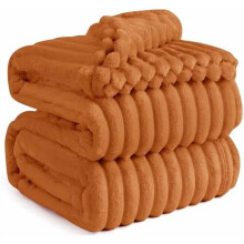 GentleSoft Orange California King Size Blanket for Couch - Cozy Soft Fall Blankets for Women, Cute Small Fleece Throws for Girls, 102x96 Inches