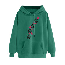 Damen-Kapuzenpullover mit Herzmotiv, Rundhalsausschnitt, Mintgrün, Größe S, Valentinstag