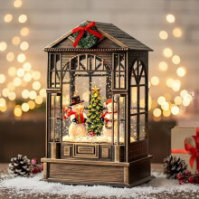 Lighted Musical Snow Globe with Snowman & Tree Scene, Swirling Glitter – Holiday Decoration & Gift – Compatible with Christmas Decor