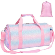 Bolsa de viagem infantil impermeável para balé e ginástica com compartimento para sapatos, divisórias para itens secos e molhados, estampa