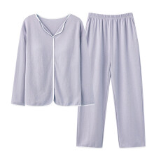 Damen-Pyjama-Set, lässiges Langarm-Oberteil mit langer Hose, 2-teiliges Set, Lila, Größe M