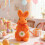 Orange Flocket Påskehare Julepynt, 20cm 1