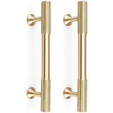 Lot de 4 poignées de meuble en laiton massif doré, entraxe de 9,5 cm (3,75 po) – Poignées modernes pour cuisine, tiroir, salle de bain, armoire