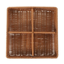 Livingroom Decor Rectangular Basket Divided Wicker Storage Shelf Fruit Serving Box Pp