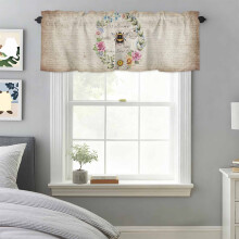 Cantonnière à motif de couronne de fleurs et de feuilles, 107 x 30 cm, avec passe-tringle, pour cuisine, chambre ou salle de bain – Design