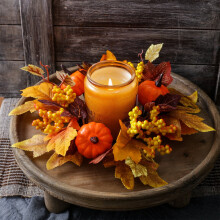 Herbstlicher Kerzenkranzring für Thanksgiving-Dekoration – Ahorn