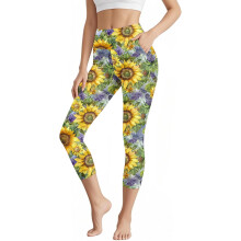 Dámske capri nohavice s vysokým pásom a vreckami na jogu - mäkké elastické ležérne slim fit na beh, jogu a fitness