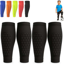 Shin Defender, Shin Guards Kids with Honeycomb Pads, 2 Pack Shindefender Shins Guards Soccer for Ski Youth Adult(Black Black,S(Age 6-10))
