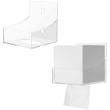 Set van 2 transparante acryl tissuehouders voor wandmontage in keuken, badkamer, kantoor of camper – met op- en neerwaartse doseerfunctie, geschikt