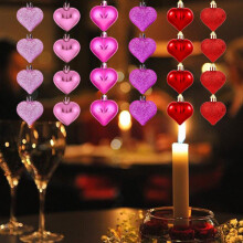 24pcs Valentine's Heart Ornaments for Small Tree – Red, Pink, White Mini Conversation Hearts, Compatible with Christmas Tree