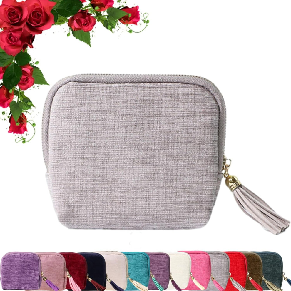 Portable Foldable Travel Jewelry Case With Tassel Zipper, Soft Velvet 5-Compartment Organizer Pouch For Bangles 9558633834949