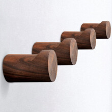 Patères murales en bois naturel (lot de 4), style minimaliste, en noyer, installation facile – Idéales pour les petites pièces modernes, pour