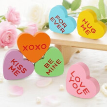 Set mit 6-teiligem Valentinstags-Herz-Schild aus Holz