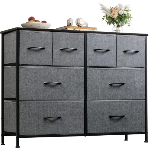 Fabric Drawer Cabinet Gray 8-Drawer Storage