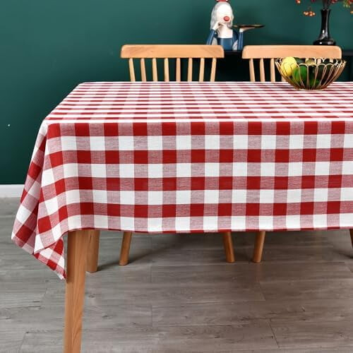 Rektangulär rutig duk i bomullsblandning 132 x 132 cm