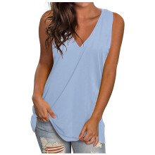 Letné topy pre ženy Dámske tielka Plus Size s výstrihom do V, topy bez rukávov, voľné vesty, blúzky, módne jednofarebné strihy, ležérne