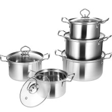 Set di pentole per zuppa in acciaio inox con coperchi in vetro