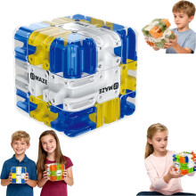 3D kocka s loptičkou a bludiskom - modrá alebo oranžová, 1 ks