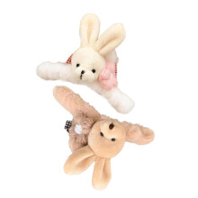 Pince à cheveux en fausse fourrure de lapin marron – Velours, lot de 2