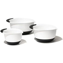 Good Grips 3- Piece Plastic Mixing Bowl Set, 2500 ml,White/Black