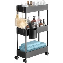 Chariot de rangement roulant Slim3 Ă 3 niveaux noir
