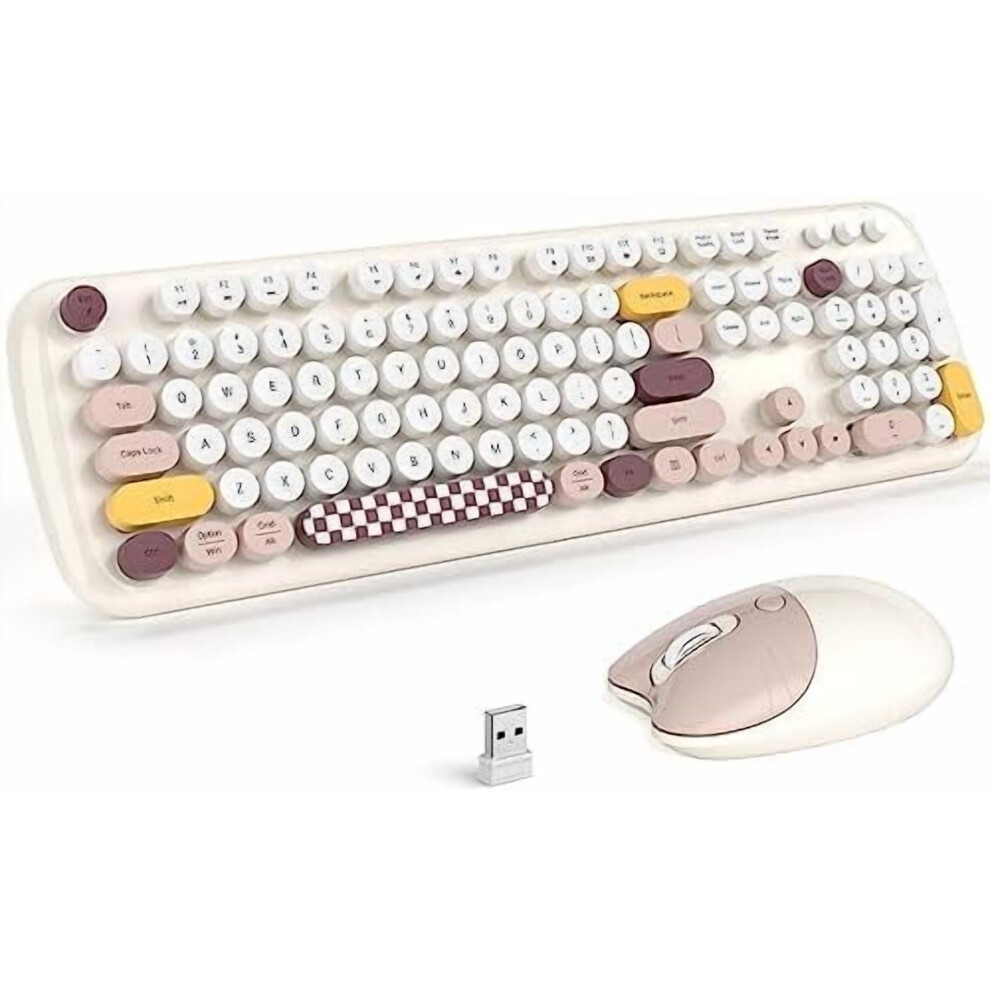 Wireless Keyboard And Mouse Combo Retro Typewriter Style 9032631750796