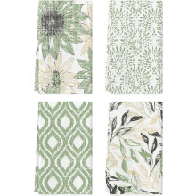 Set di 4 strofinacci da cucina con motivo floreale boho, 45x66 cm.