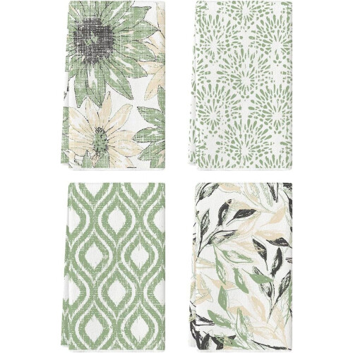 Boho-Geschirrtücher mit Blumenmuster, 4er-Set, 45 x 65 cm
