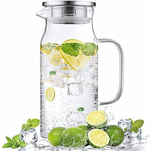 2L glaskande med låg og håndtag