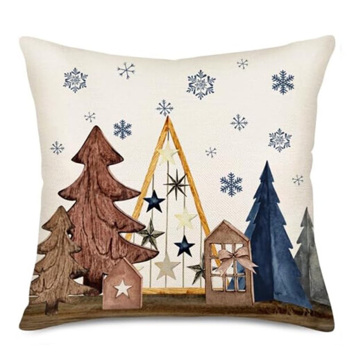 Capa de almofada Let It Snow em algodão e linho, 45x45 cm