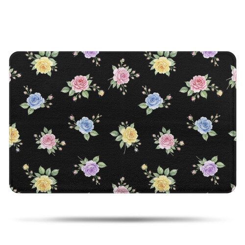 Tapete de banheiro floral antiderrapante em microfibra, 50 x 80 cm (20 x 32 polegadas)