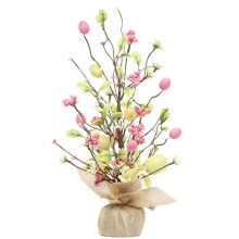 Albero di Pasqua illuminato con uova artificiali, 45 cm