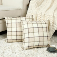 Lot de 2 housses de coussin à carreaux Buffalo en imitation lin, 50 x 50 cm