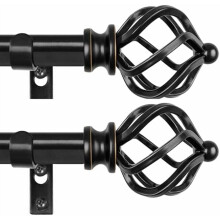 Svart justerbar gardinstang 84-138 cm, 2-pakning