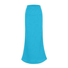 Gonna a tubino da donna a vita alta, aderente e arricciata, colore azzurro cielo.