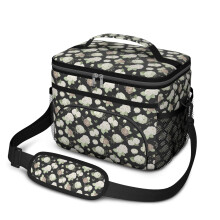 Lancheira térmica floral para homens e mulheres – à prova de vazamentos, alça ajustável, 25,4 x 17 x 20,3 cm, compatível com lancheiras.