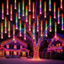 Guirlande lumineuse LED extérieure effet pluie de météores 30 cm, 8 tubes