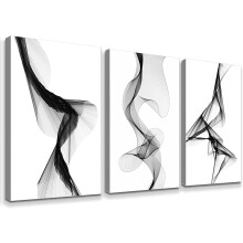 3-częściowy abstrakcyjny obraz na płótnie w kolorze szaro-niebiesko-białym (30x40 cm) do sypialni i salonu – nowoczesny plakat dekoracyjny do