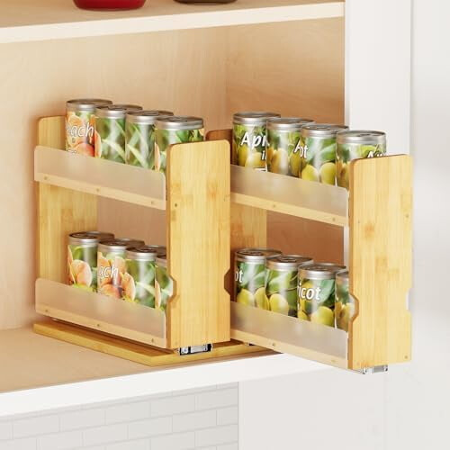 Porta-temperos de bambu com 3 gavetas e 19,3 cm de largura.
